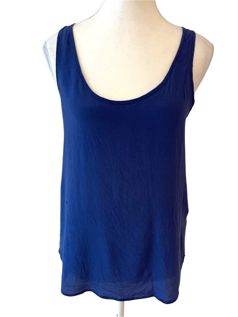 French Connection Deep Blue Scoop Neck Silk Camisole Size 2